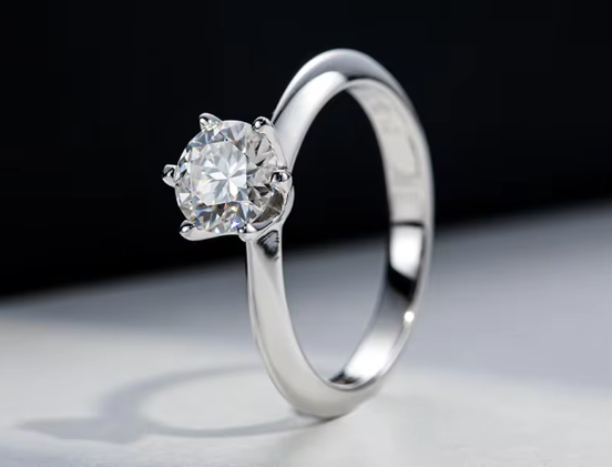 Bagues de Fiançailles en Moissanite de 0.5CT, plaquées rhodium avec certification