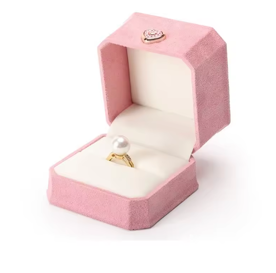 Boîte à bijoux en velours en rose pour boucles d'oreilles, ensembles de bagues