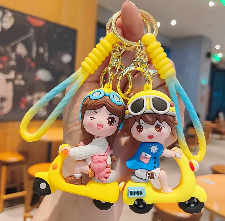 Porte-cles 3D poupée de dessin animé créatif