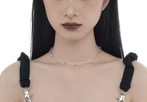 Collier Chaîne Paperclip en Argent Sterling 925 & Or 18K style tendance