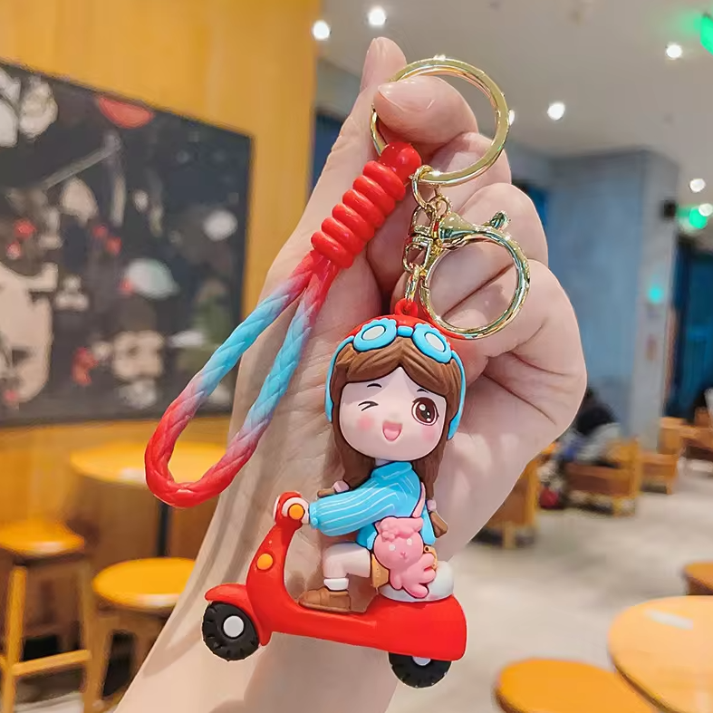 Porte-cles 3D poupée de dessin animé créatif