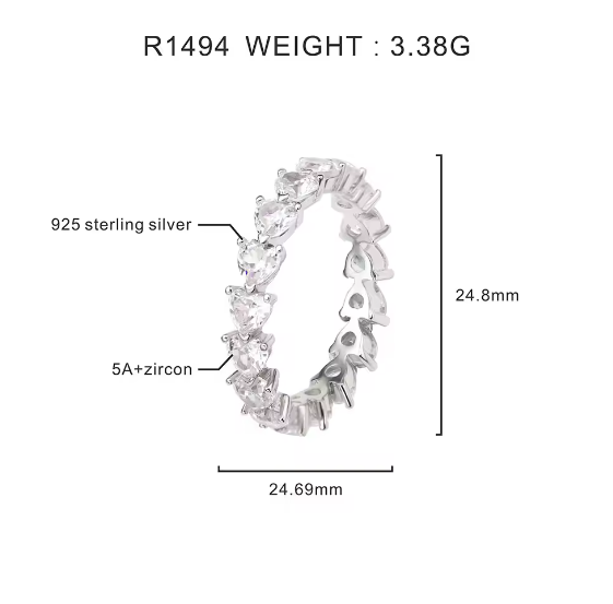 Éclat Royale - Bague en Argent Sterling S925 avec Zircones 5A et Plaquage Or Blanc