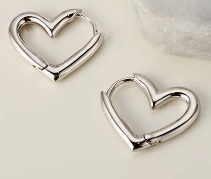 Coeur boucles d'oreilles : Plaqué Rhodium, Plaqué Or 18 carats