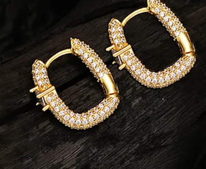 Boucles d'oreilles plaqué Or 18 carat super scintillantes