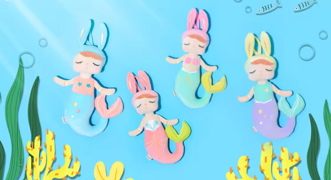 Angella Peluche de Sirène avec Sac-Cadeau