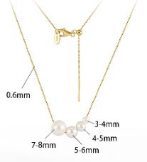 Collier pendentif en argent S925 plaqué Or 14 carats, orné de perles naturelles