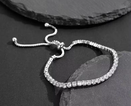 Bracelet de Tennis en Argent Sterling S925 Plaqué Rhodium avec Diamants