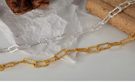 Collier Chaîne Paperclip en Argent Sterling 925 & Or 18K style tendance