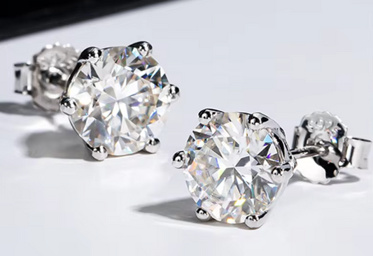 Boucles d'oreilles en moissanite ronde de 0,5ct avec certification