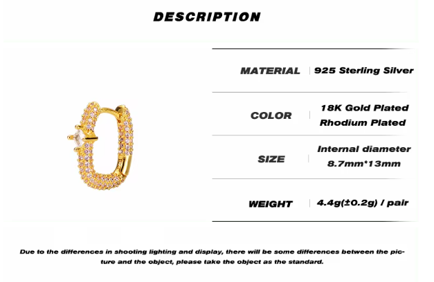 Boucles d'oreilles  plaqué Or 18 carat super scintillantes
