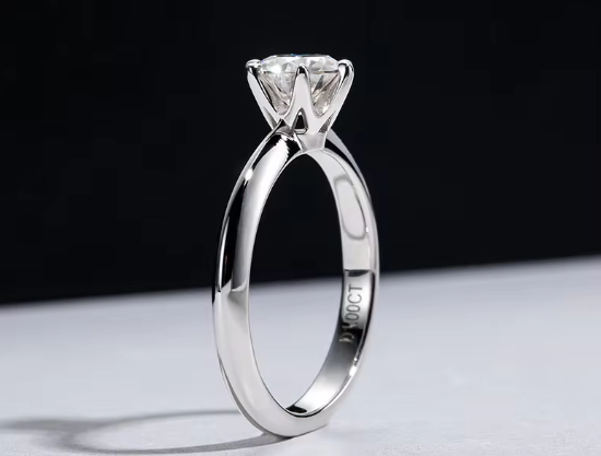 Bagues de Fiançailles en Moissanite de 0.5CT, plaquées rhodium avec certification