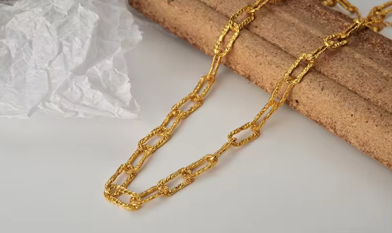 Collier Chaîne Paperclip en Argent Sterling 925 & Or 18K style tendance