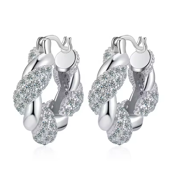 Boucles d'oreilles en Argent Sterling 925 ornées de charmes tendance en zircone cubique