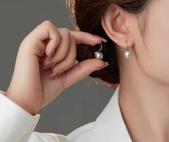 "Perla" Boucles d'oreilles élégantes en S925 plaqué en Or 18K & Rhodium