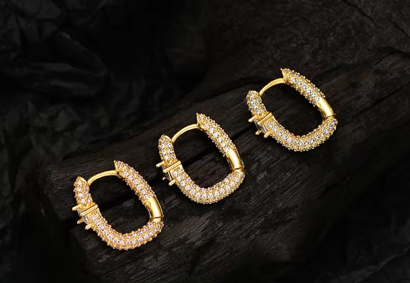 Boucles d'oreilles  plaqué Or 18 carat super scintillantes