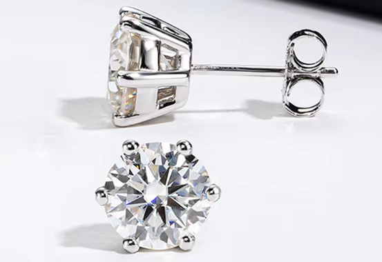 Boucles d'oreilles en moissanite ronde de 0,5ct avec certification