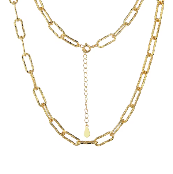 Collier Chaîne Paperclip en Argent Sterling 925 & Or 18K style tendance