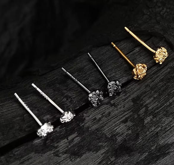 Fleur en argent sterling 925 plaqués en or 18 K et en Rhodium