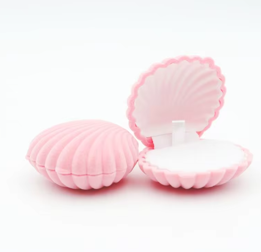 Boîte à bijoux en velours en forme de coquillage