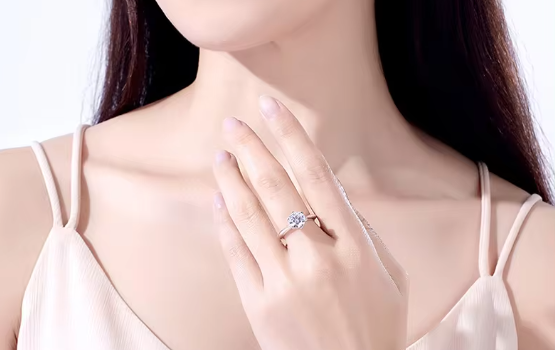 Bagues de Fiançailles en Moissanite de 0.5CT, plaquées rhodium avec certification
