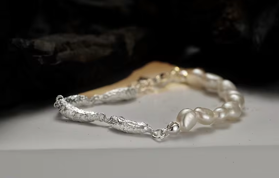 Bracelet à Breloque en Argent Sterling S925, Ornements de Perles et de Silver