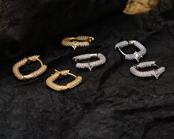 Boucles d'oreilles  plaqué Or 18 carat super scintillantes