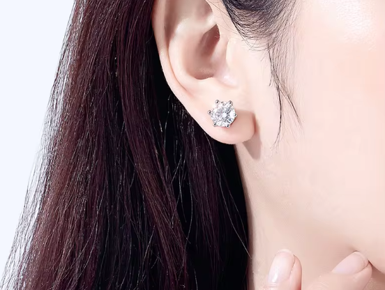Boucles d'oreilles en moissanite ronde de 0,5ct avec certification
