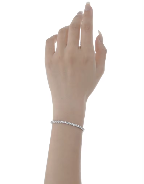 Bracelet de Tennis en Argent Sterling S925 Plaqué Rhodium avec Diamants