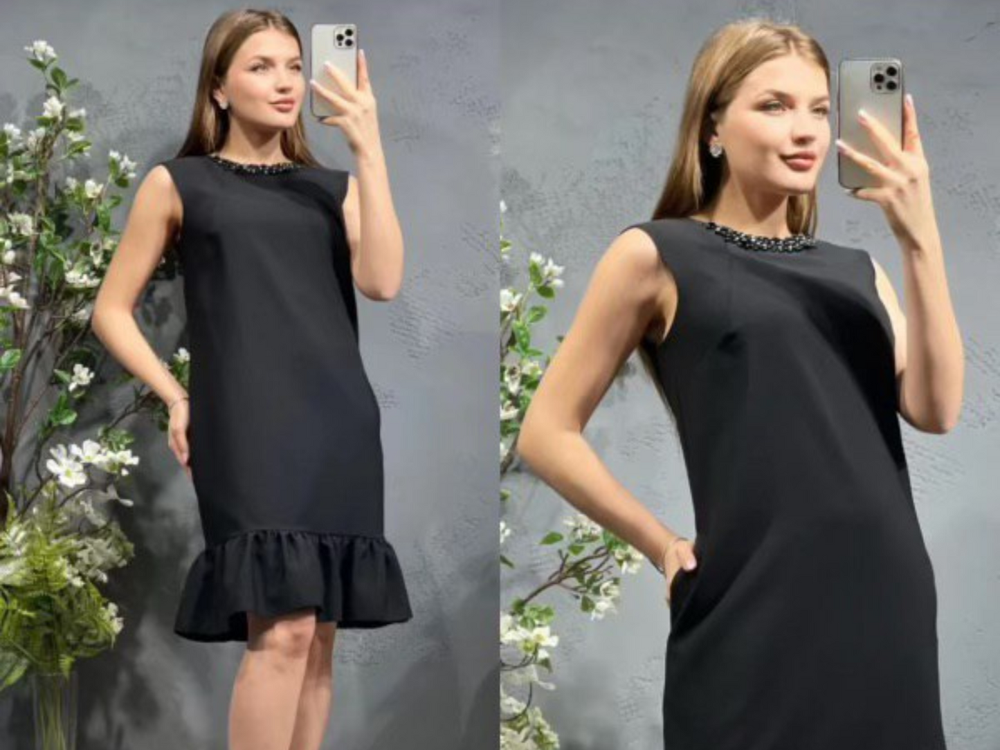 Robe de Soirée Perlée : Élégance et Praticité en Noir et Corail