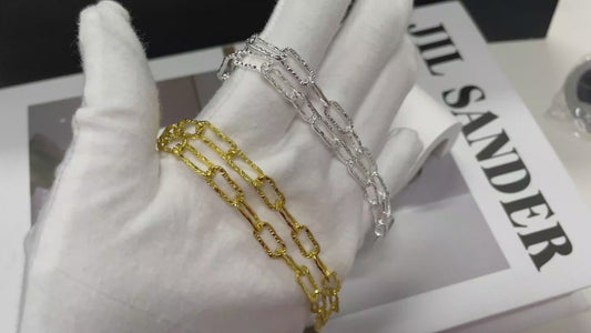Collier Chaîne Paperclip en Argent Sterling 925 & Or 18K style tendance
